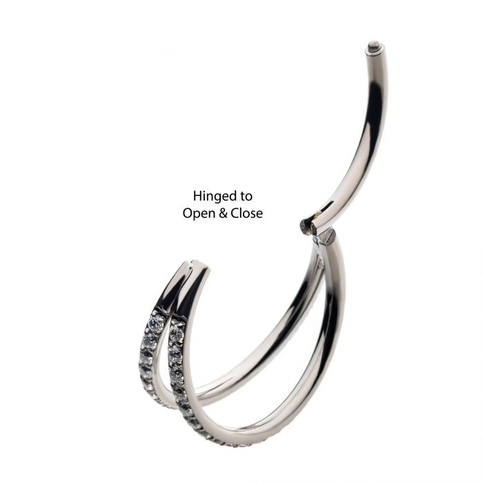 Titanium Clear CZ Fan Out Side Facing Hinged Segment Clicker