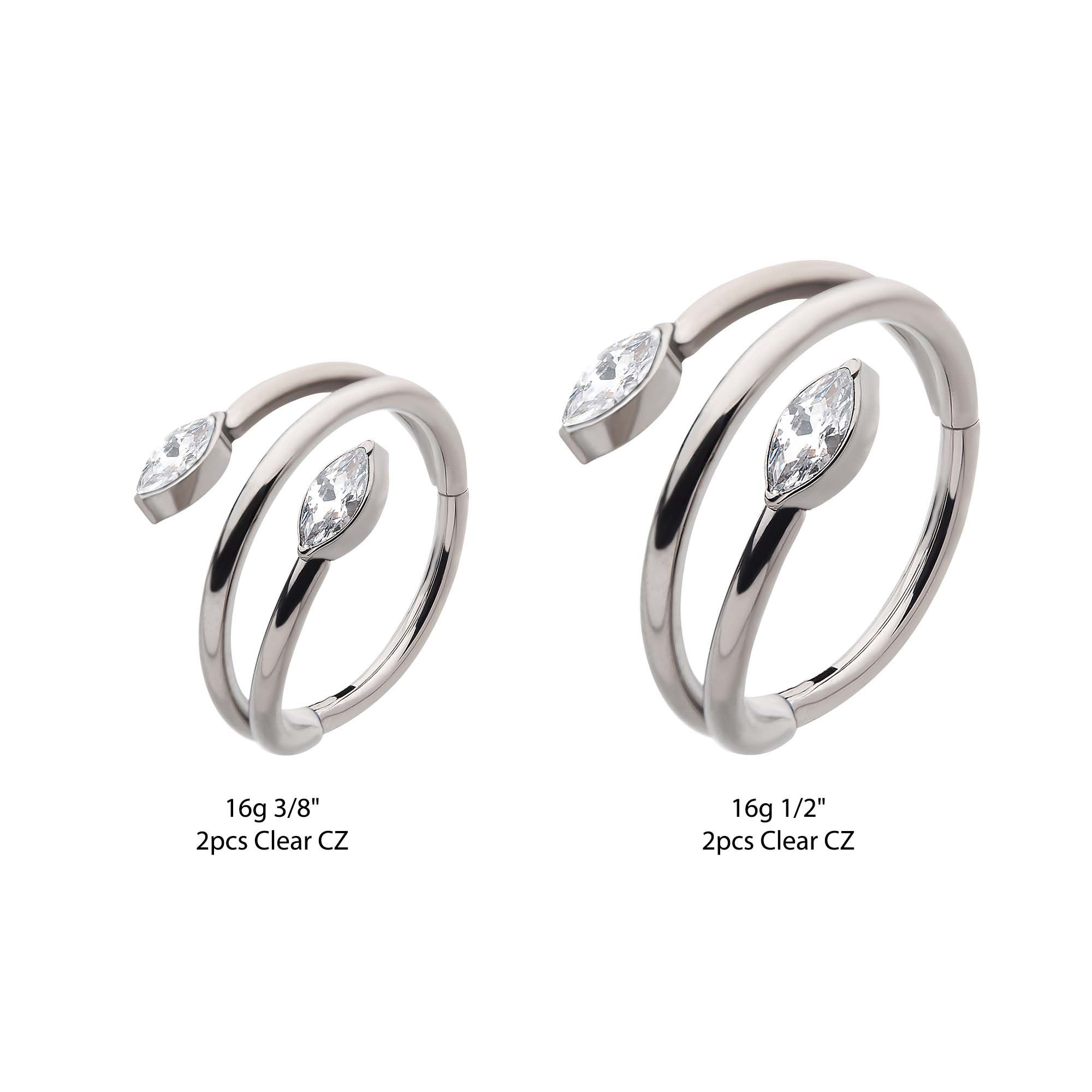 Titanium Twist Marquise CZ Side Facing Hinged Segment Clicker