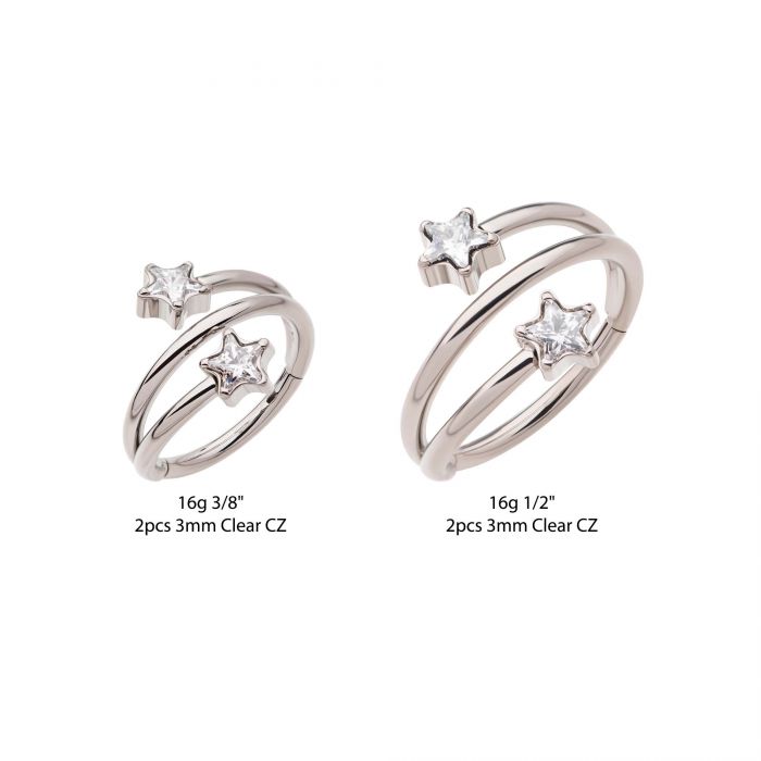 Titanium Twist Star CZ Side Facing Hinged Segment Clicker