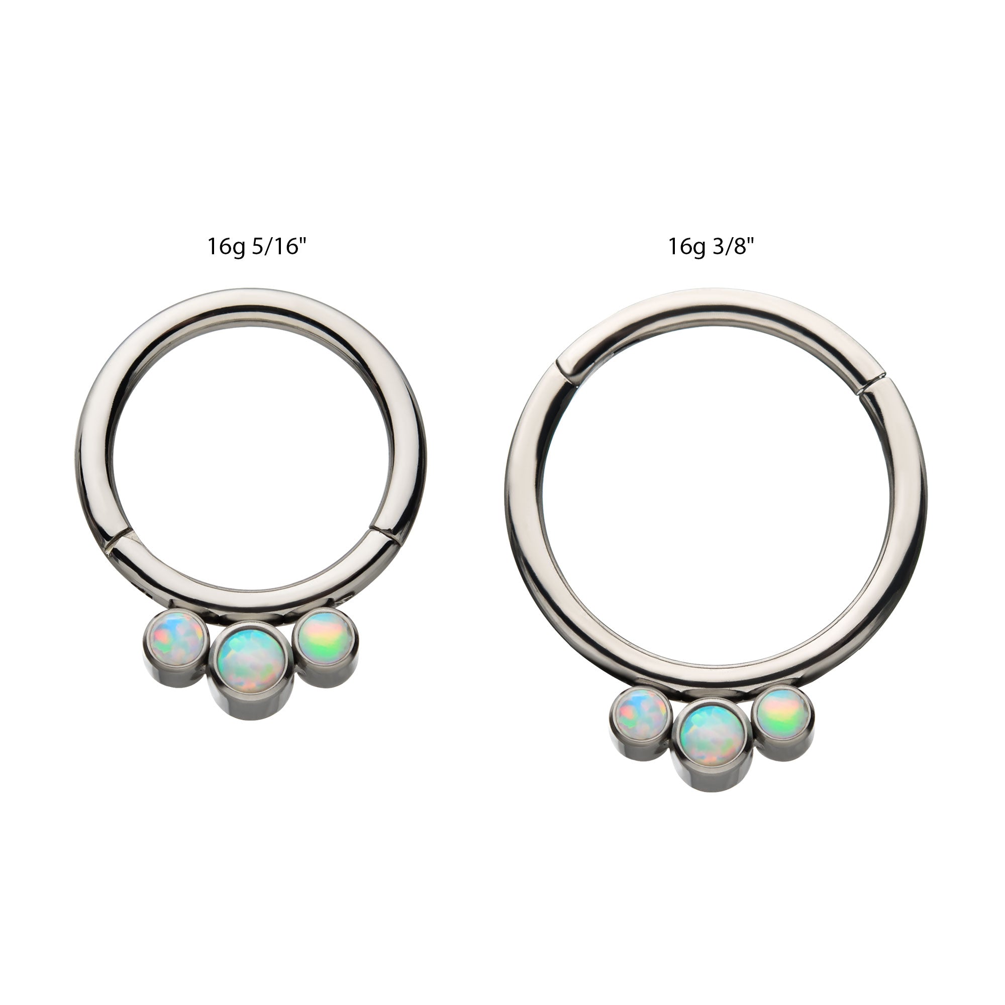 Titanium Triple White Opal Hinged Segment Clicker