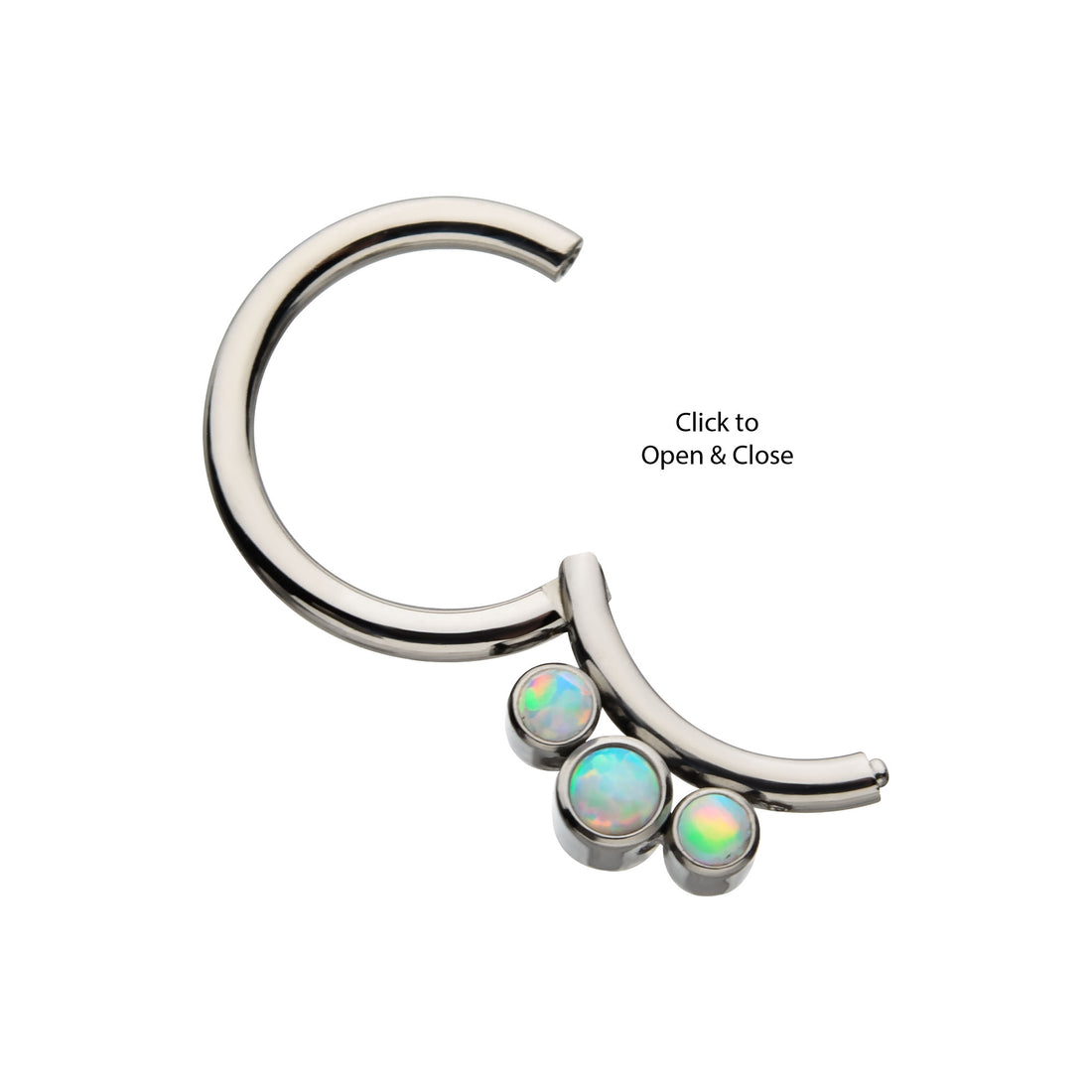 Titanium Triple White Opal Hinged Segment Clicker