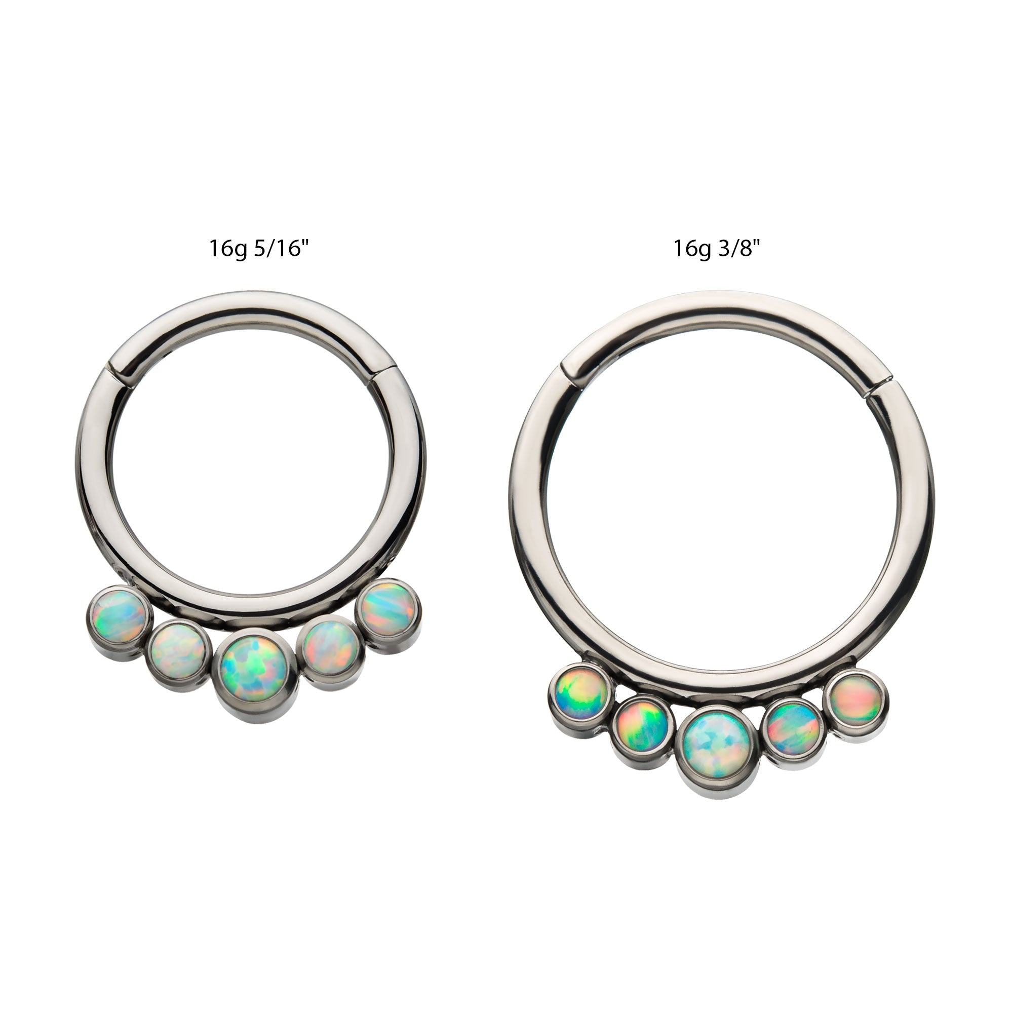 Titanium Cluster CZ/Opal Front Facing Hinged Segment Clicker White Opal