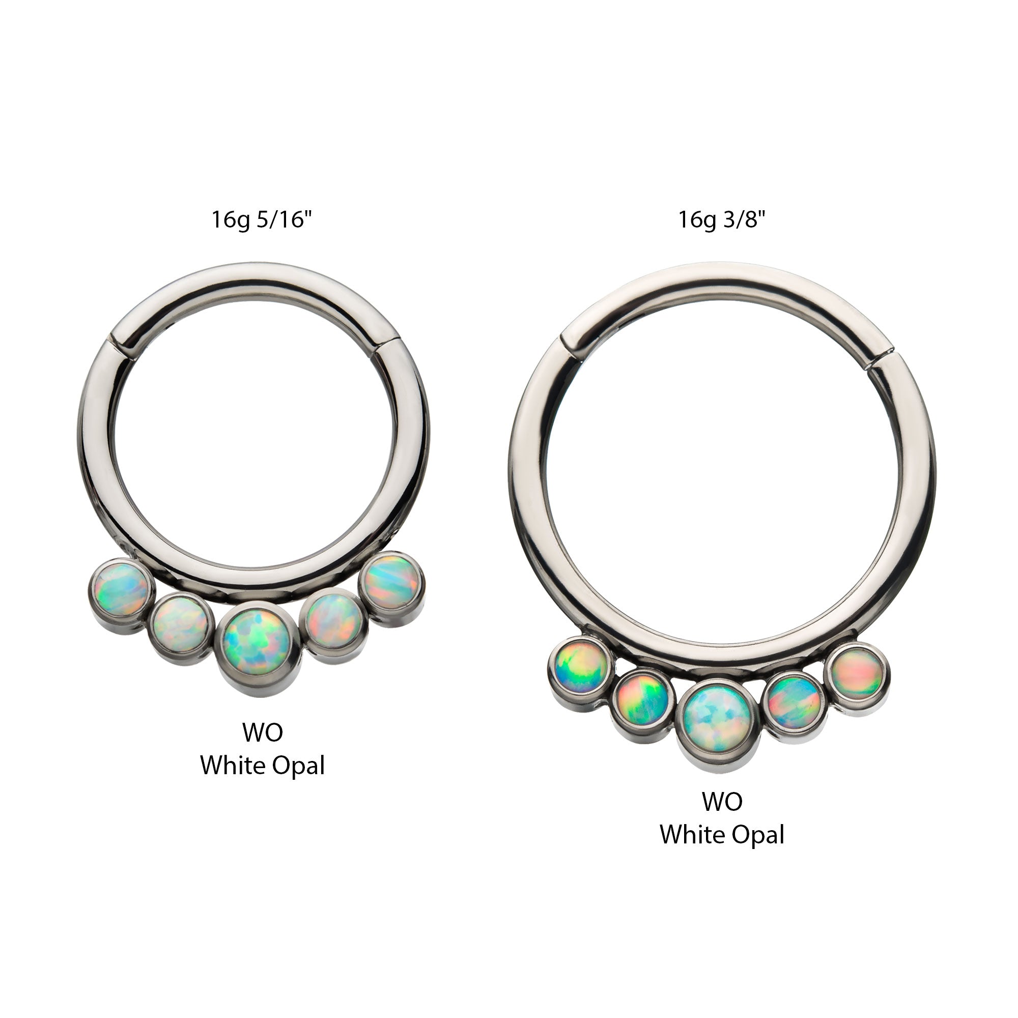 Titanium Cluster CZ/Opal Front Facing Hinged Segment Clicker White Opal