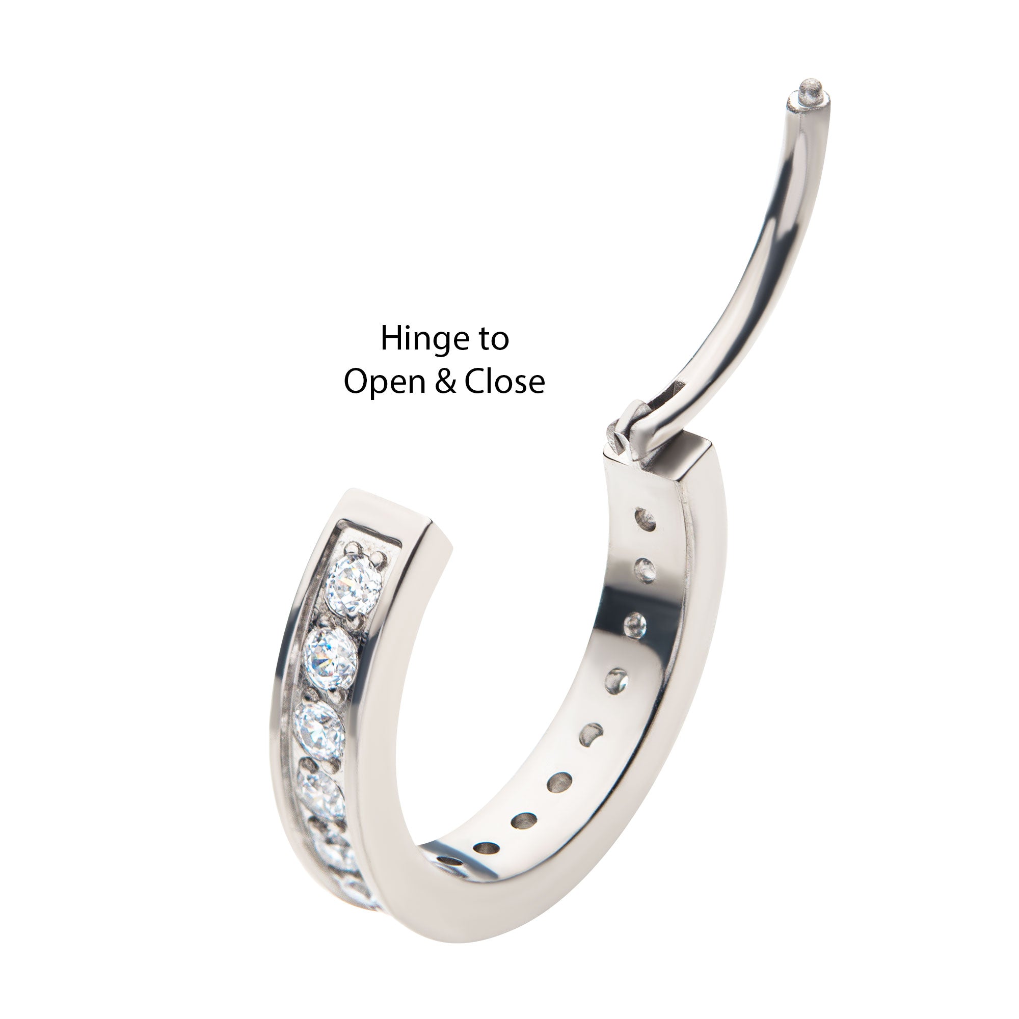 Titanium Clear CZ 2.5mm Thick Hinged Segment Clicker