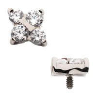Titanium Internally Threaded with 4-Prong Set Round CZ with Crux Shape Top