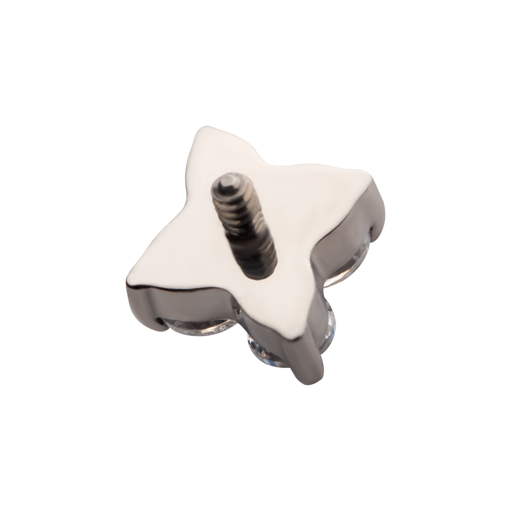 Titanium Internally Threaded with 4-Prong Set Round CZ with Crux Shape Top