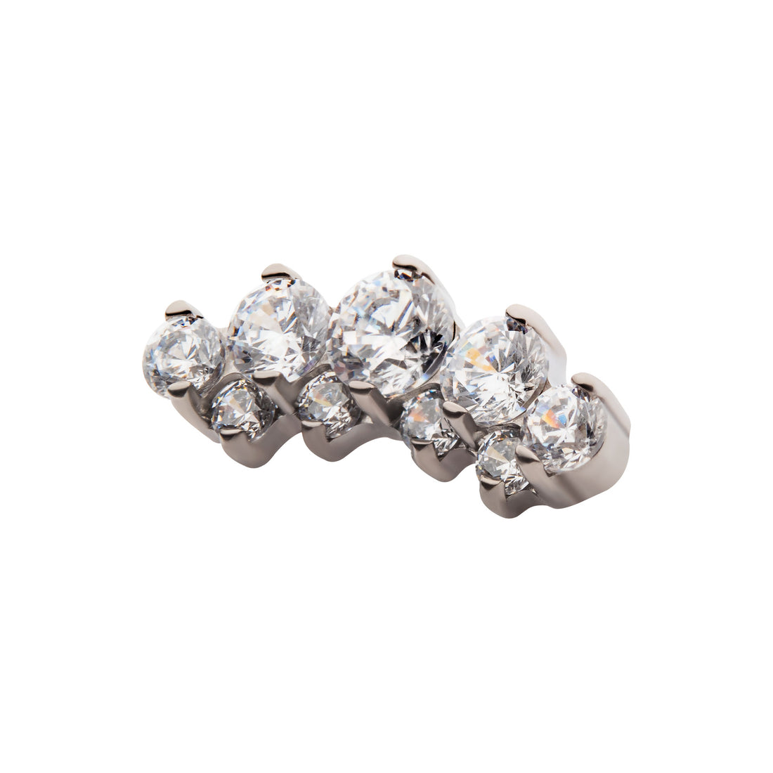Titanium Internally Threaded with Prong Set Round CZ Terraced Cluster Top