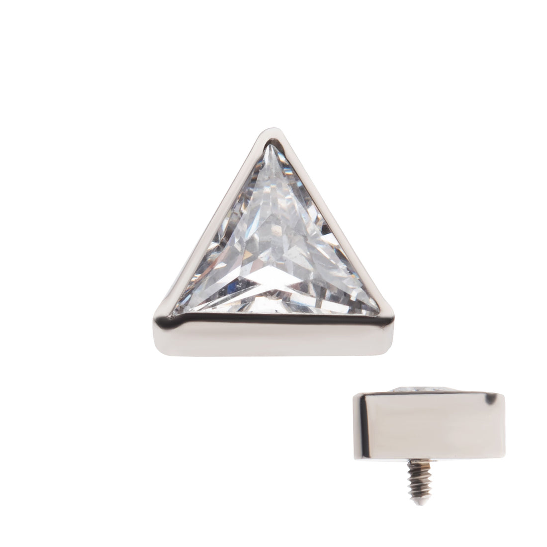 Titanium Internally Threaded with Bezel Set CZ Triangular Shape Top