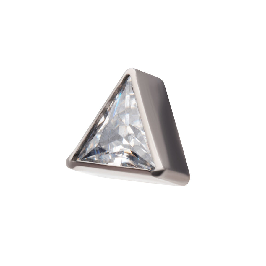 Titanium Internally Threaded with Bezel Set CZ Triangular Shape Top