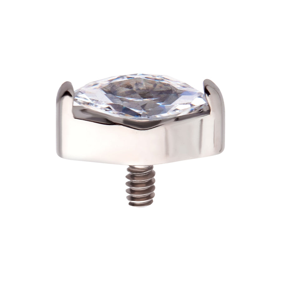 Titanium Internally Threaded with 2-Prong Set Marquise CZ Top