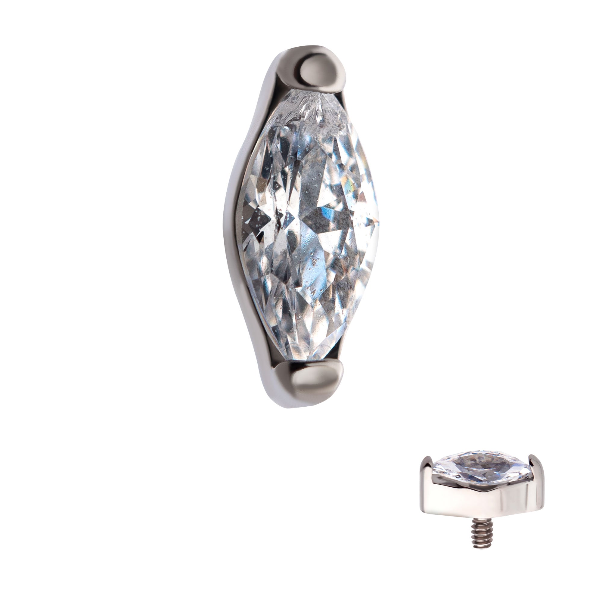 Titanium Internally Threaded with 2-Prong Set Marquise Opal Top
