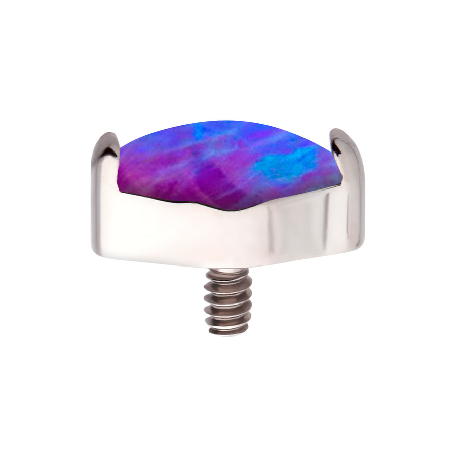 Titanium Internally Threaded with 2-Prong Set Marquise Opal Top