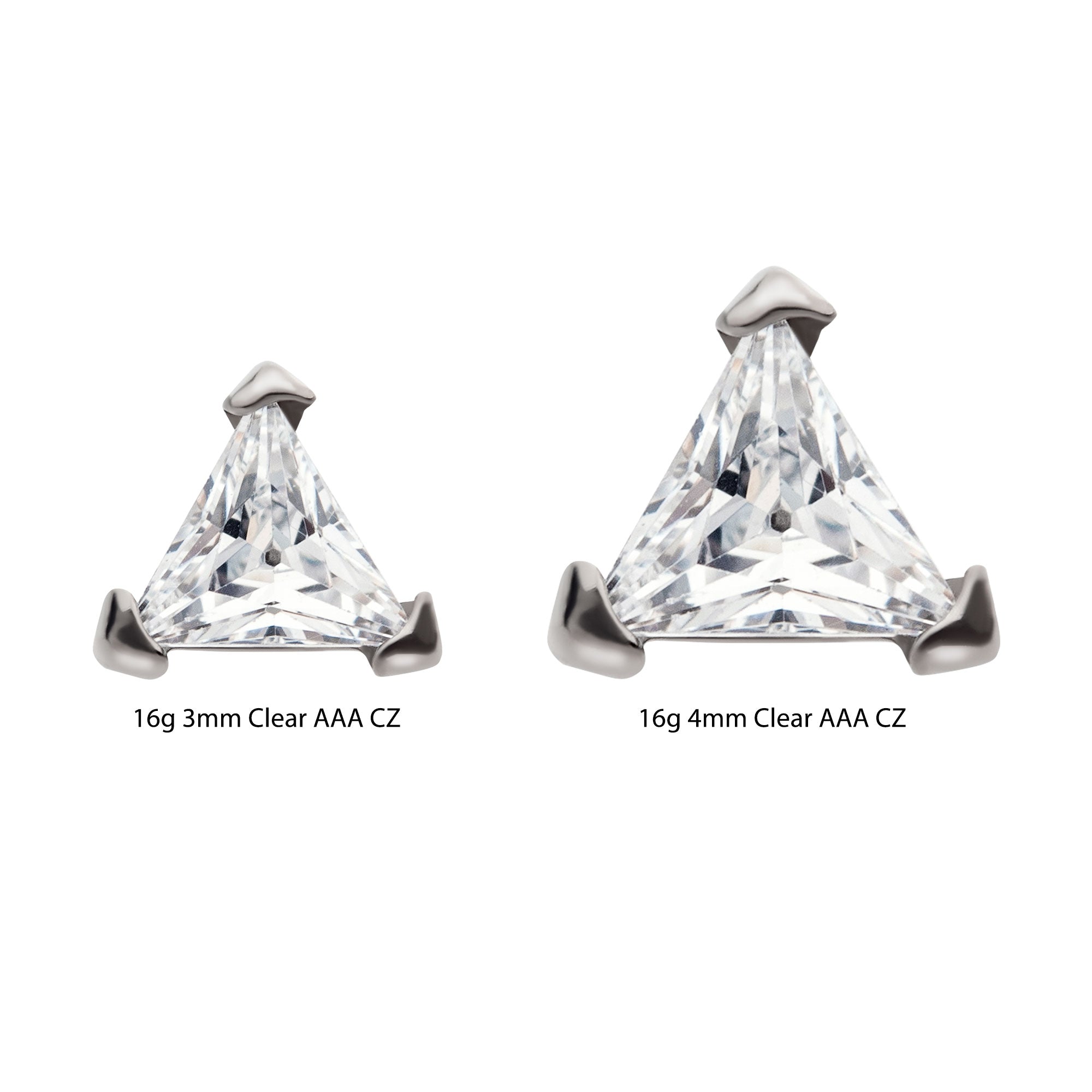 Titanium Internally Threaded with 3-Prong Set Triangular CZ Top