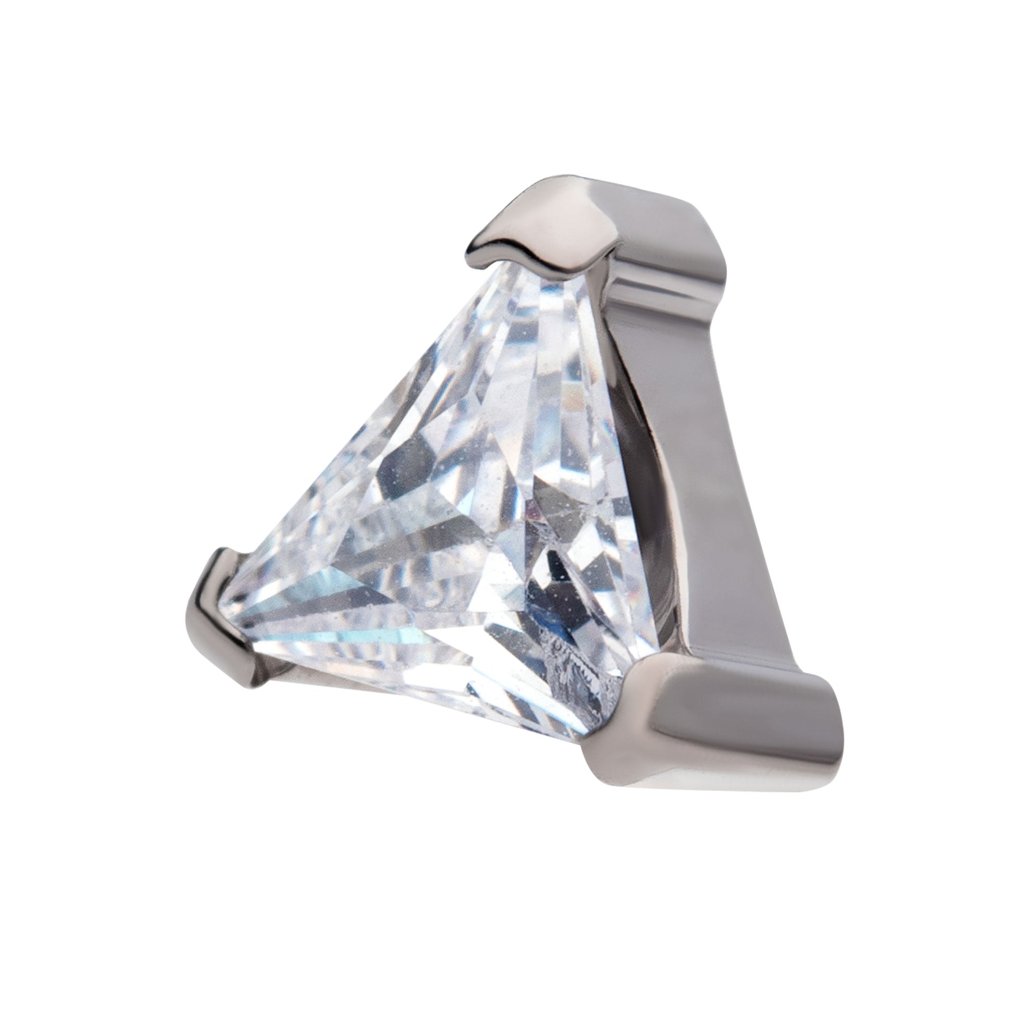 Titanium Internally Threaded with 3-Prong Set Triangular CZ Top