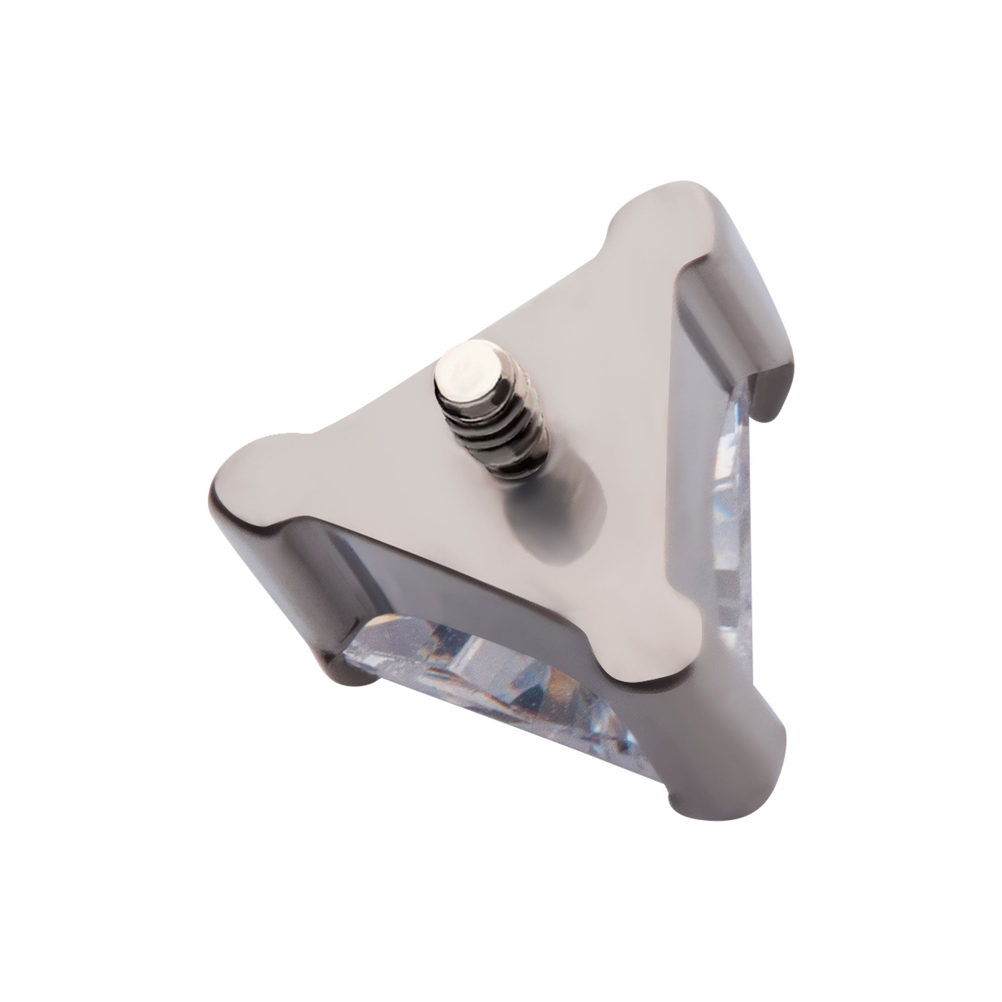 Titanium Internally Threaded with 3-Prong Set Triangular CZ Top