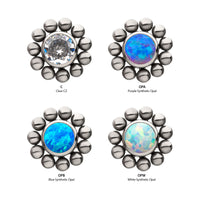 Titanium Internally Threaded with 1pc Bezel Set CZ/Synthetic Opal and 11pcs Beads Top