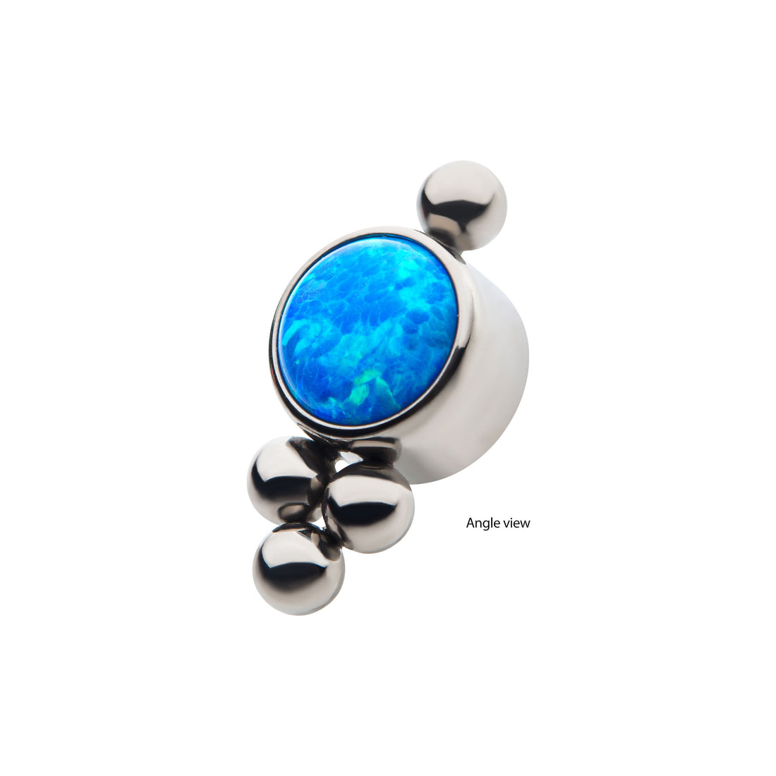 Titanium Internally Threaded with 1pc Bezel Set CZ/Synthetic Opal and 4pcs Beads Top