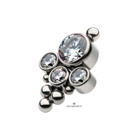 Titanium Internally Threaded with 4pcs Clear Swarovski Zirconia & Beads Cluster Top