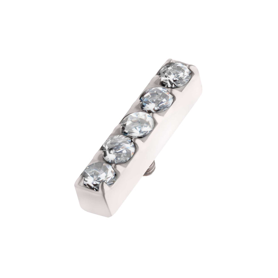 Titanium Internally Threaded with Prong Set Swarovski Crystal/CZ/Opal 5-Cluster Bar Top
