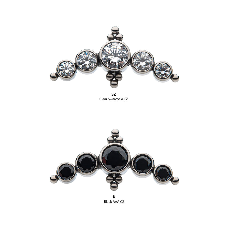 Titanium Internally Threaded with 5pcs Bezel Set AAA CZ/Swarovski Zirconia & Beads Cluster Top