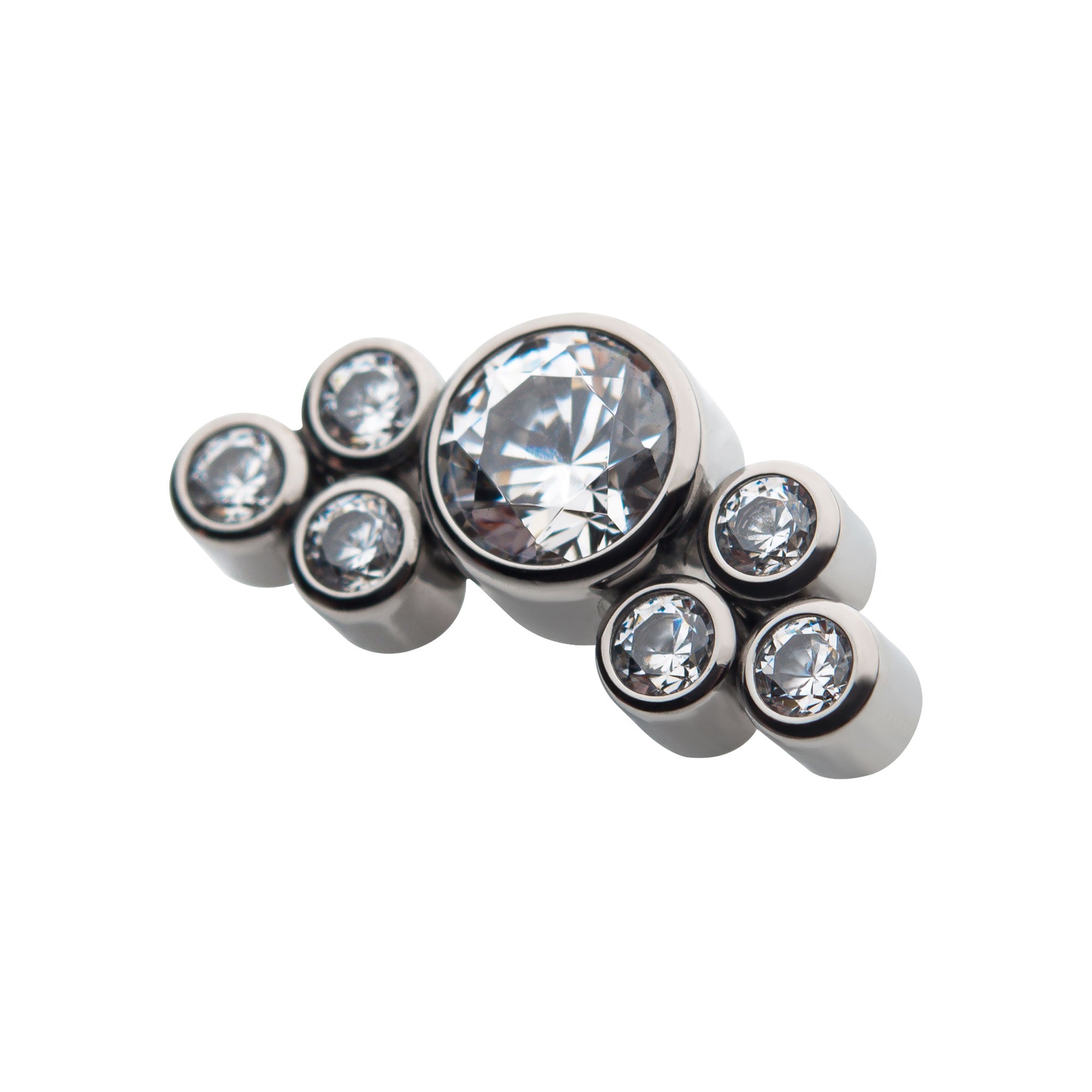 Titanium Internally Threaded with 1pc 3.5mm and 6pcs 1.5mm Bezel Set AAA CZ/Swarovski Zirconia Cluster Top