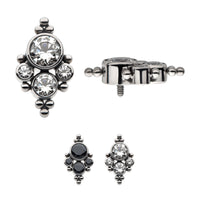 Titanium Internally Threaded with 4pcs Bezel Set AAA CZ/Swarovski Zirconia & Beads Cluster Top