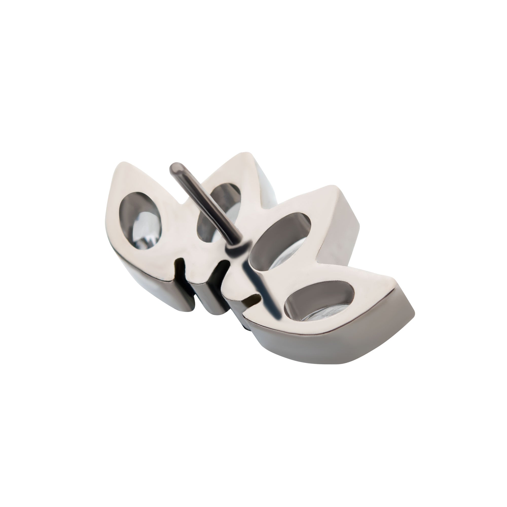 Titanium Threadless with Prong Set Marquise CZ/Opal 4-Cluster Top Clear