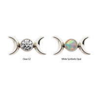 Titanium Threadless Triple Goddess Moon with CZ/Opal Top