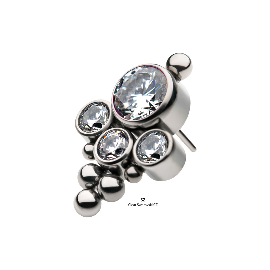 Titanium Threadless Clear Swarovski Zirconia & Beads Cluster Top