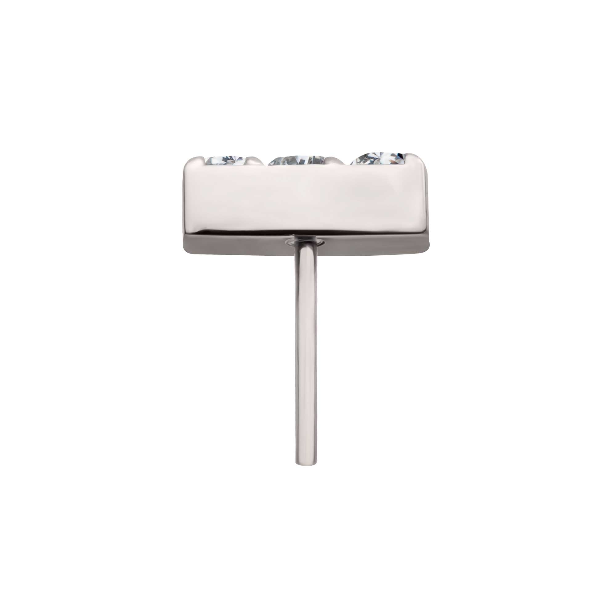 Titanium Threadless Prong CZ/Opal 3-Cluster Bar Top