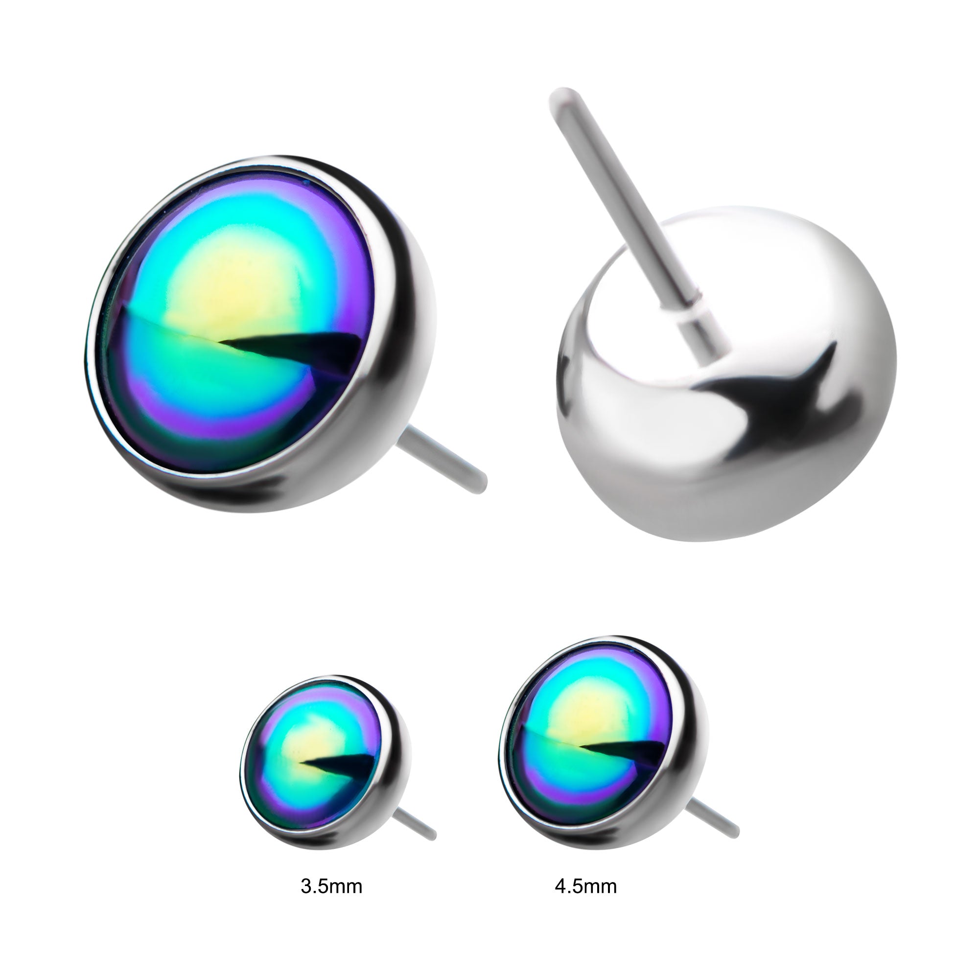 Titanium Threadless Oil Slick Pearl Front Facing Top