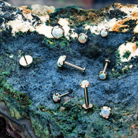 Titanium Threadless Synthetic Opal Tops